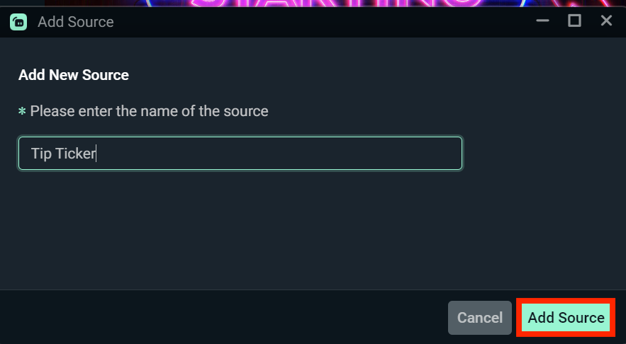 tip ticker streamlabs desktop name source